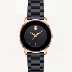 Black Dial Rose Gold Bezel Men's Minimalist Stainless Steel Watch