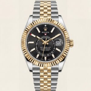 Premium Dual-Tone Luxury Automatic Watch with Black Dial