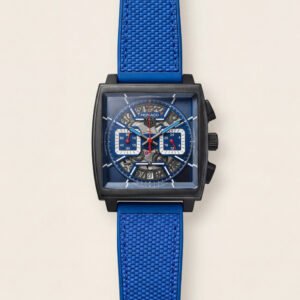 Square Skeleton Chronograph Watch with Blue Sport Strap
