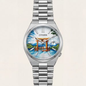 Scenic Mountain Gate Art Dial Men's Stainless Steel Watch