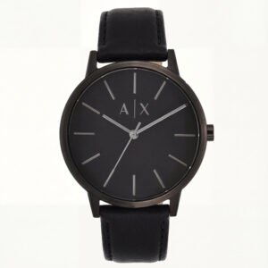 Midnight Black Minimal Leather Strap Watch