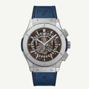 Skeleton Chronograph Watch - Grey Steel Case with Blue Strap