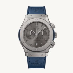 Grey Chronograph Watch - Blue Leather Strap Edition