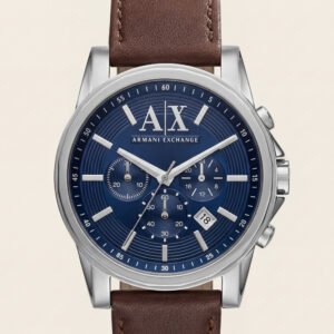 Centrix Midnight Blue Silver Chronograph Leather Watch
