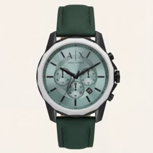 Centrix Sage Green Black Chronograph Leather Watch