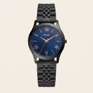 Black Steel Blue Dial Classic Quartz Watch