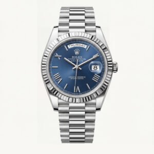 Centrix Royal Blue Day-Date Automatic Silver Watch