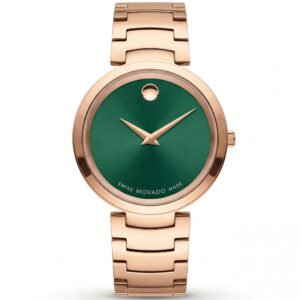 Rose Gold Minimalist Emerald Green Sunray Dial Luxury Bracelet Watch - Women