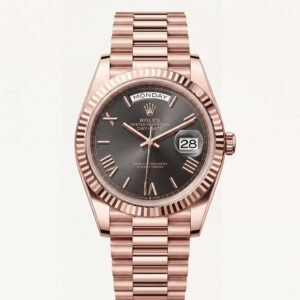 Rose Gold Day-Date President-Style Luxury Men's Watch with Charcoal Dial