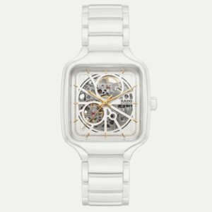 Pure White Square Skeleton Automatic Men's Watch