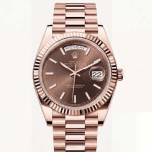 Rose Gold Day-Date President-Style Luxury Men's Watch with Brown Dial