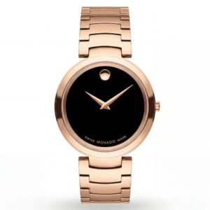 Rose Gold Minimalist Black Dial Luxury Bracelet Watch - Women