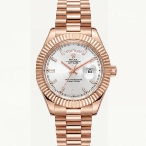 Rose Gold Day-Date President-Style Luxury Men's Watch with Fluted Bezel