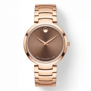 Rose Gold Minimalist Brown Sunray Dial Luxury Bracelet Watch - Women