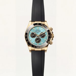 Turquoise Gold Chronograph Rubber Strap Men's Watch
