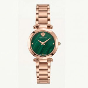 Rose Gold Stainless Steel Case Emerald Green Dial Luxury Medusa Bracelet Watch – Women