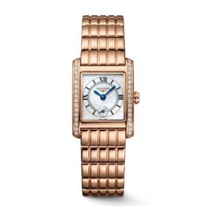 Rose Gold Diamond-Set Rectangular Mother-of-Pearl Roman Dial Luxury Bracelet Watch - Women