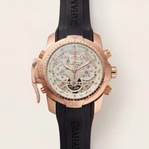Rose Gold Skeleton Chronograph Rubber Strap Men's Watch