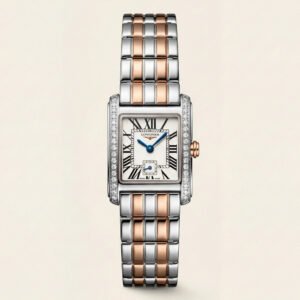 Diamond-Set Two-Tone Rectangular Roman Dial Steel Bracelet Watch - Women