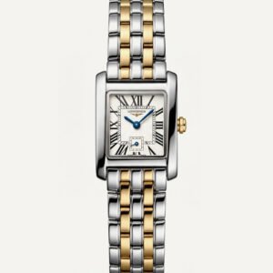 Two-Tone Rectangular Silver Dial Roman Numeral Steel Bracelet Watch - Women