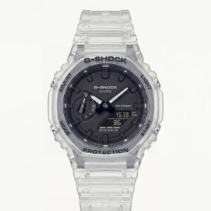 Transparent Ice-Clear Tactical Men's Watch with Black Digital-Analog Dial