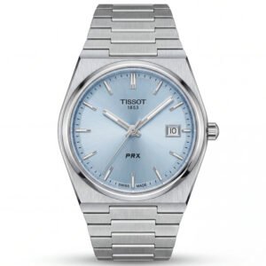 Stainless Steel Integrated Bracelet Ice Blue Sunburst Dial Date Watch - Women