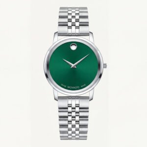 Silver Green Minimal Dial Stainless Steel Watch
