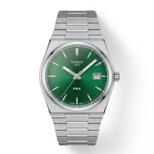 Stainless Steel Integrated Bracelet Green Dial Date Watch