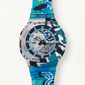 Camo Blue Shock-Resistant Digital-Analog Men's Watch