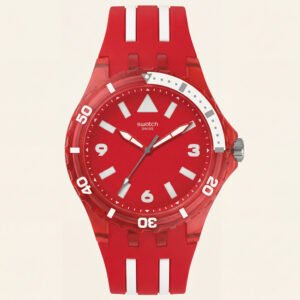 Red Transparent Sport Men's Watch with Silicone Strap