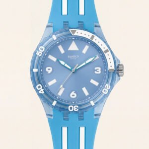 Blue Transparent Sport Men's Watch with Silicone Strap