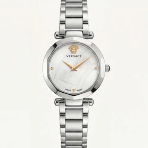 Silver Stainless Steel Case White Textured Dial Luxury Medusa Bracelet Watch – Women