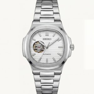 Silver Ivory Dial Open-Heart Automatic Steel Watch