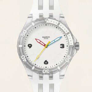 Transparent White Sport Men's Watch with Silicone Strap