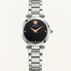 Silver Stainless Steel Case Black Dial Medusa Luxury Bracelet Watch – Women