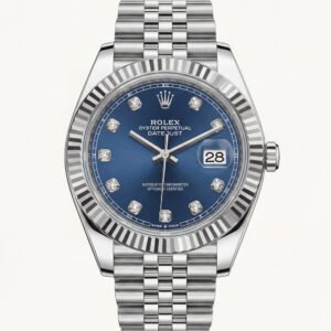 Navy Blue Diamond Dial Automatic Steel Watch
