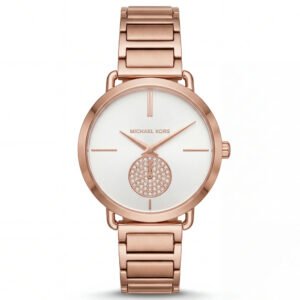 Rose Gold Minimal Crystal Subdial Classic Bracelet Watch
