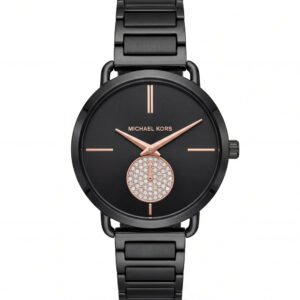 Midnight Black Rose Accent Crystal Subdial Minimal Watch