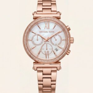 Rose Gold Mother-of-Pearl Crystal Chronograph Watch