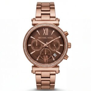 Chocolate Brown Dial Rose Gold Crystal Chronograph Watch