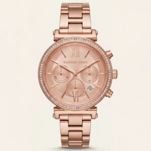 Full Rose Gold Crystal Bezel Chronograph Bracelet Watch