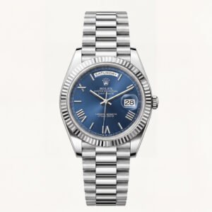 Royal Blue Fluted Bezel Automatic Steel Watch
