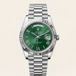 Emerald Fluted Bezel Automatic Steel Watch