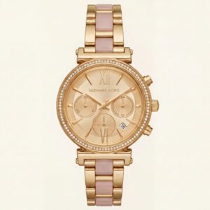 Rose Gold Crystal Bezel Chronograph Bracelet Watch