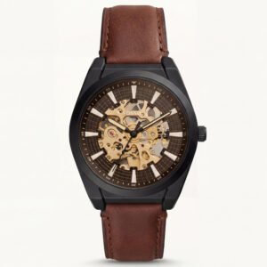 Midnight Skeleton Dial Automatic Leather Watch