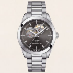 Smoked Silver Open-Heart Automatic Steel Watch