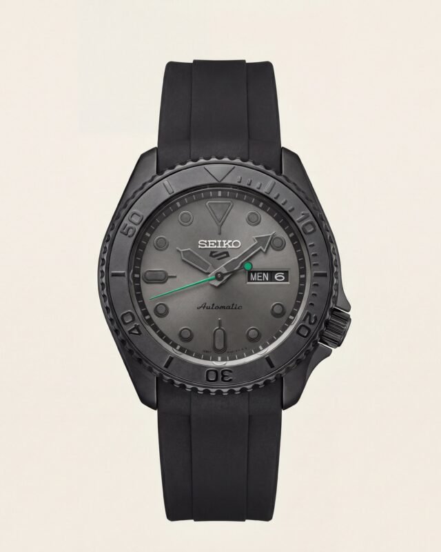 All-Black Automatic Dive Men’s Watch with Matte Grey Dial